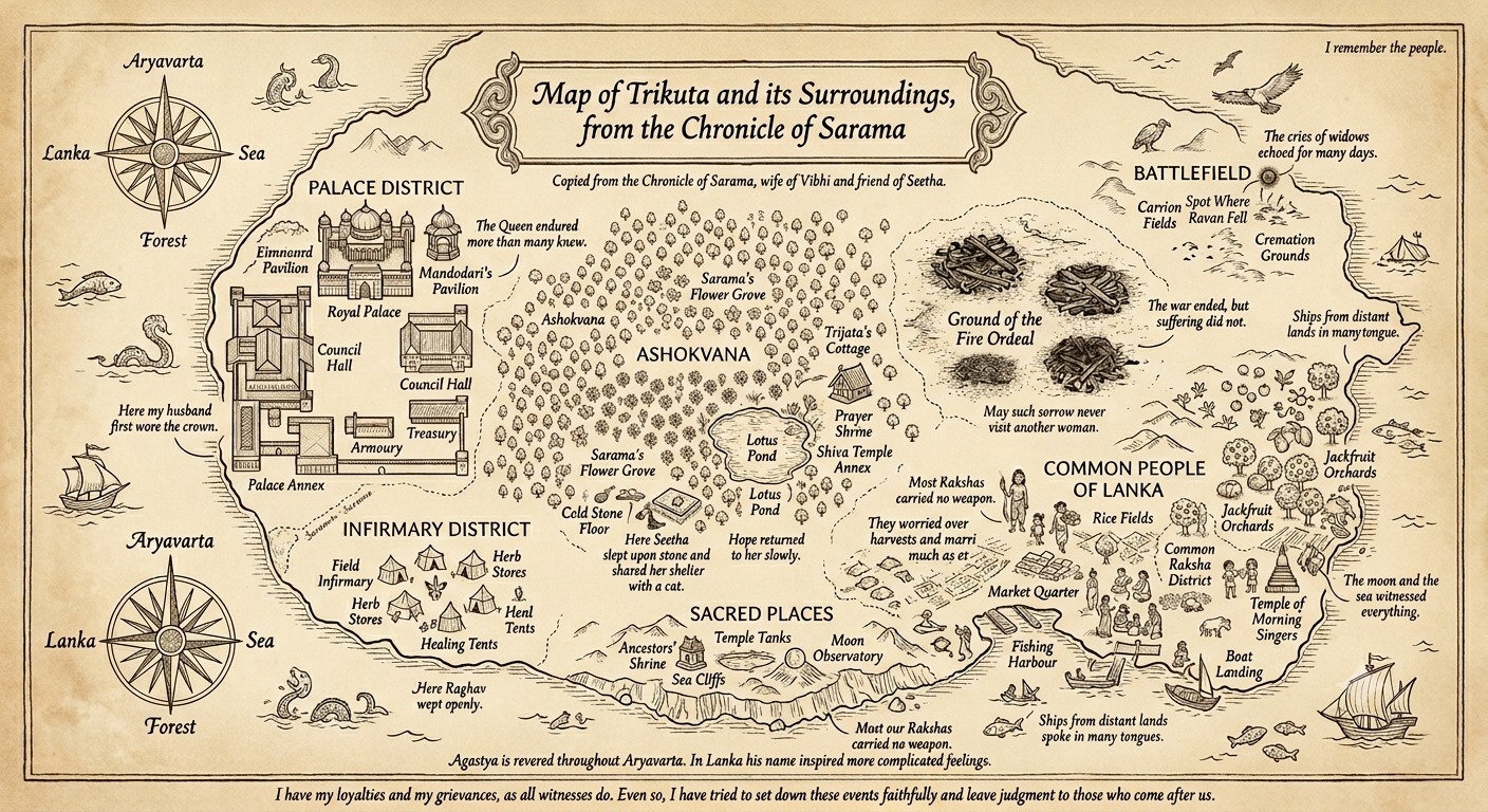 Fictional map of Trikuta, Lanka from the Ramayana