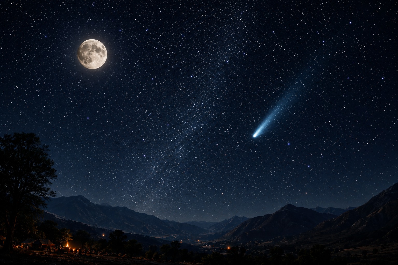 Illustration of a Comet in the Night Sky in an imagined Lanka after Ravan died.